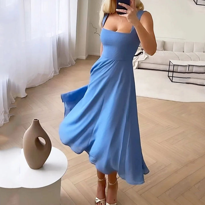 Stella | Square Neck Midi Dress for Wedding Guest