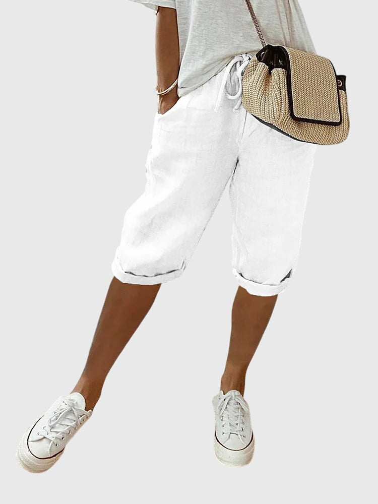 Skye | Drawstring Cuffed Capri Shorts