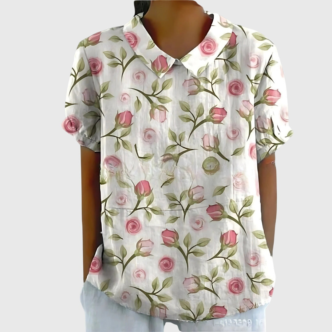 Jade | Floral Print Collared Blouse