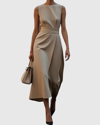 Sadie | Elegant Draped Sleeveless Midi Dress