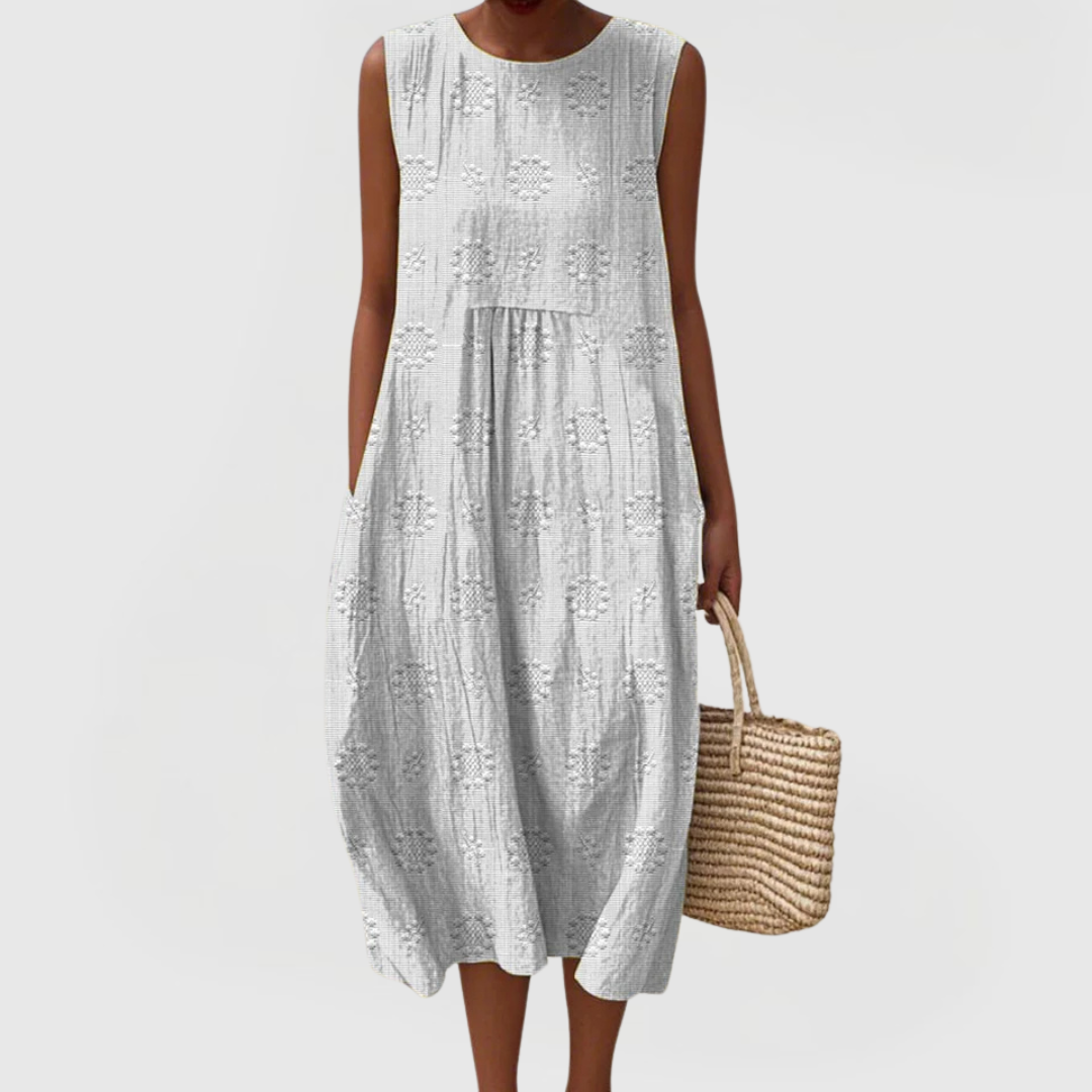 Peyton | Embroidered Sleeveless Midi Dress