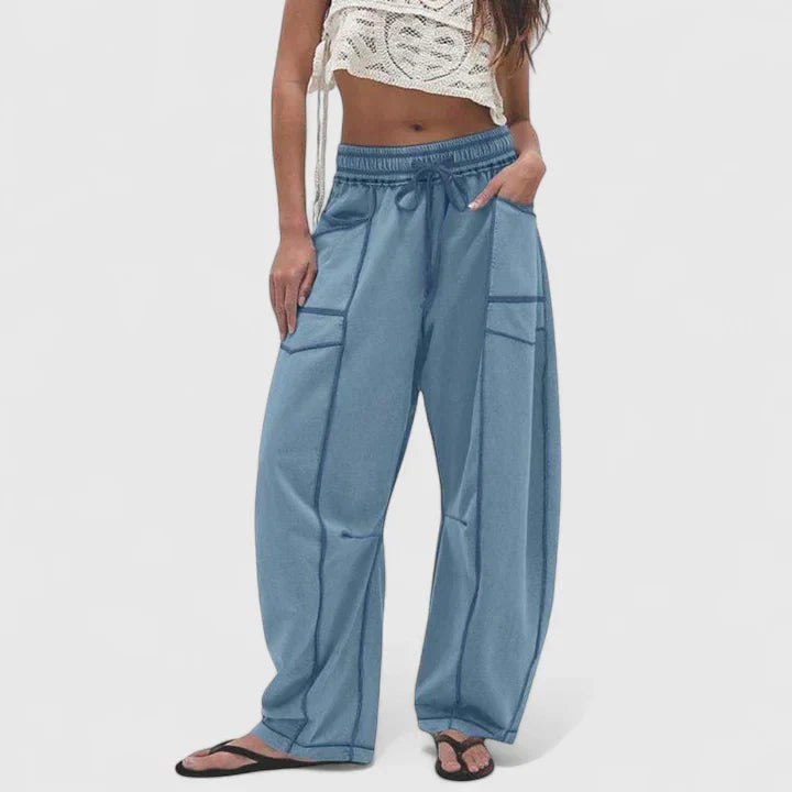 Hailey | Comfortable Stitch Baggy Wide Leg Pants