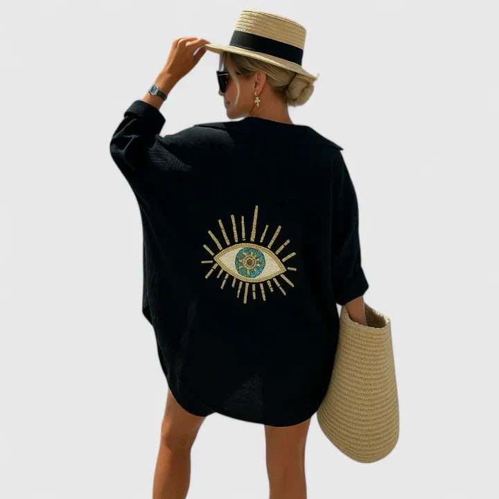 Xena | Evil Eye Back Oversized Blouse Shirt