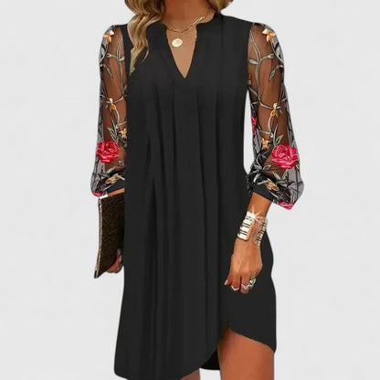 Bella | Elegant Embroidered Pleated Mini Dress