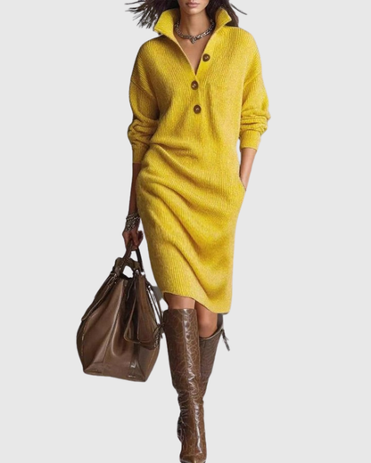 Stella | Ribbed Knit Midi Dress With Pockets