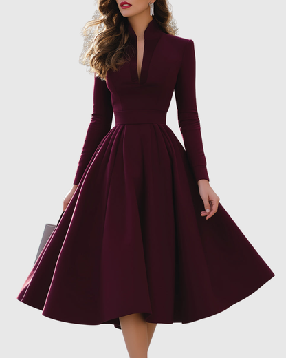 Audrey | Sophisticated V-Neck Midi Dress