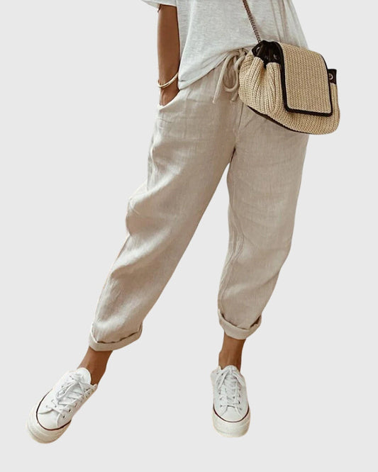 Piper | Drawstring Waist Cuffed Cropped Pants