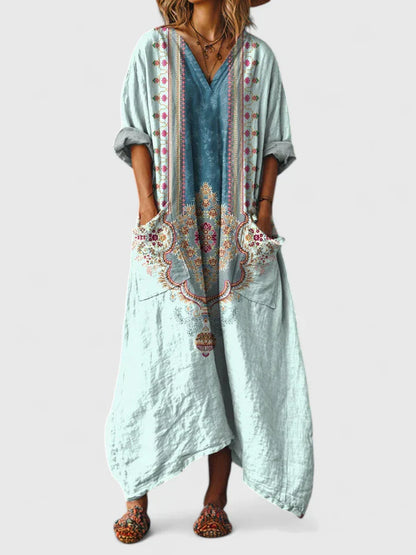 Amber | Vintage Print Oversized Boho Maxi Dress