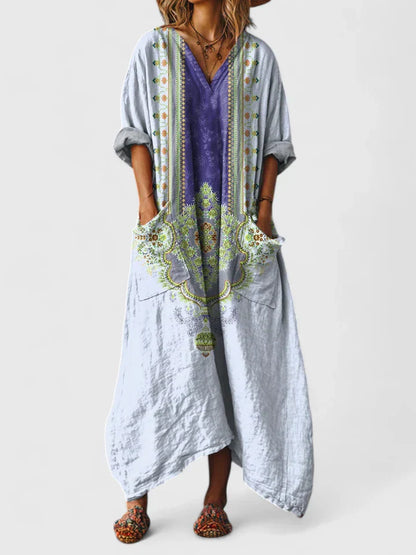 Amber | Vintage Print Oversized Boho Maxi Dress