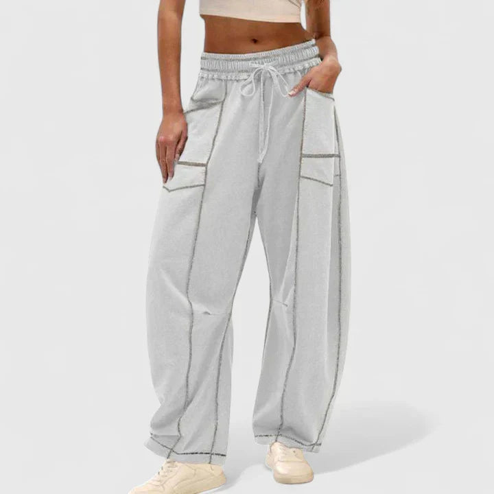 Hailey | Comfortable Stitch Baggy Wide Leg Pants