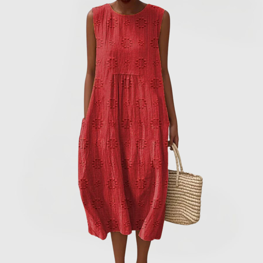 Peyton | Embroidered Sleeveless Midi Dress