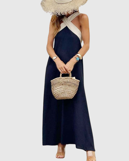 Chloe | Cross-Neck Halter Maxi Dress
