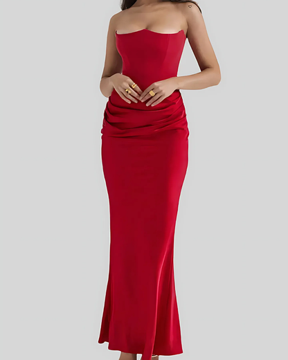 Sofia | Strapless Corset Maxi Dress for Wedding Guest