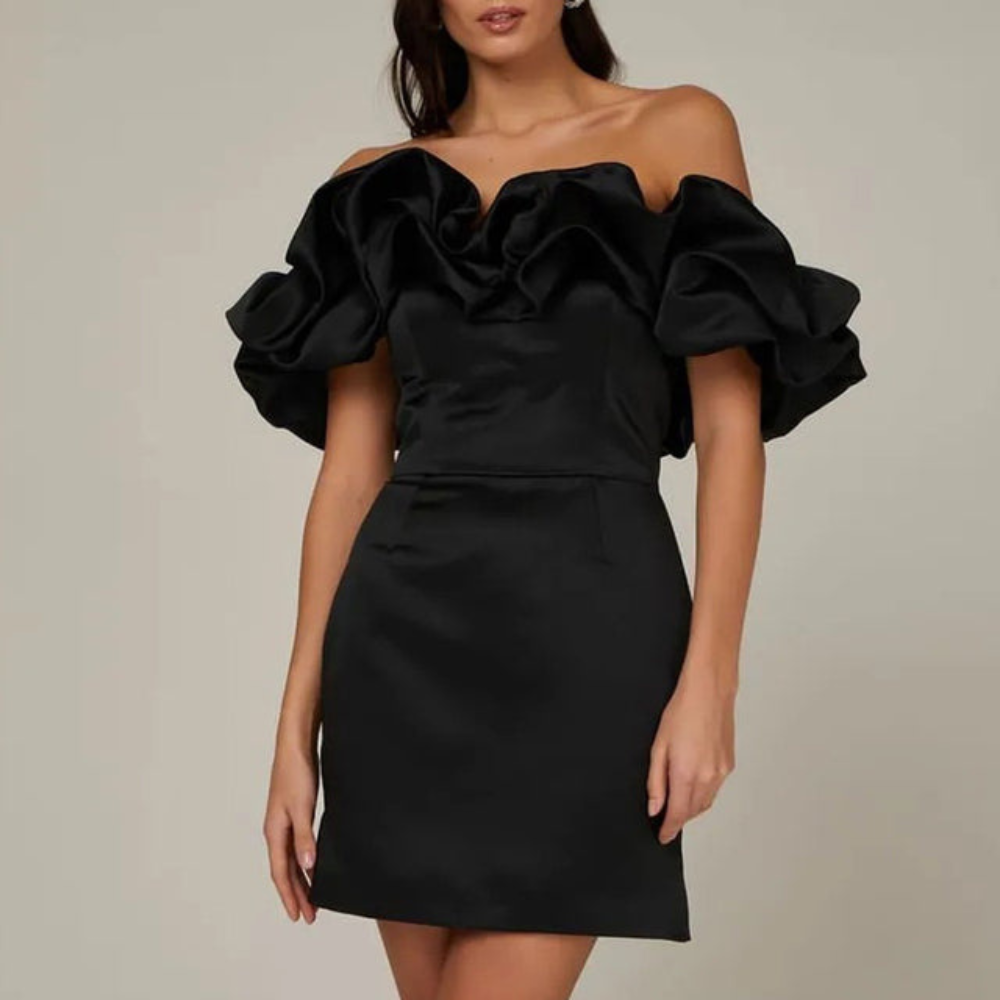 Reese | Off Shoulder Ruffle Mini Dress for Wedding Guest