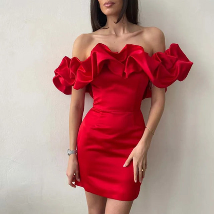 Reese | Off Shoulder Ruffle Mini Dress for Wedding Guest