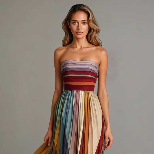Emma | Strapless Pleated Maxi Dress