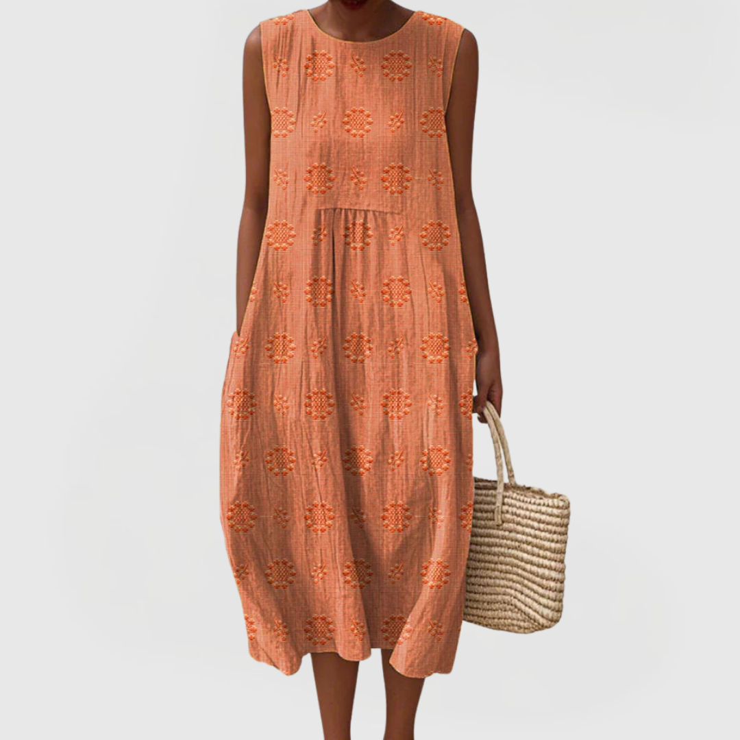 Peyton | Embroidered Sleeveless Midi Dress