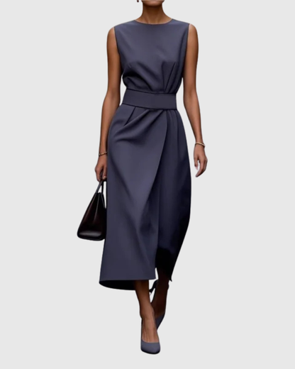 Sadie | Elegant Draped Sleeveless Midi Dress