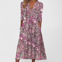 Fiona | Floral Boho Midi Dress