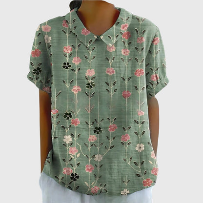 Jade | Floral Print Collared Blouse