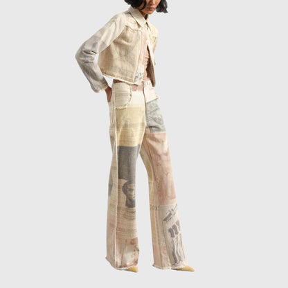 Peyton | Artistic Print Wide Leg Jeans