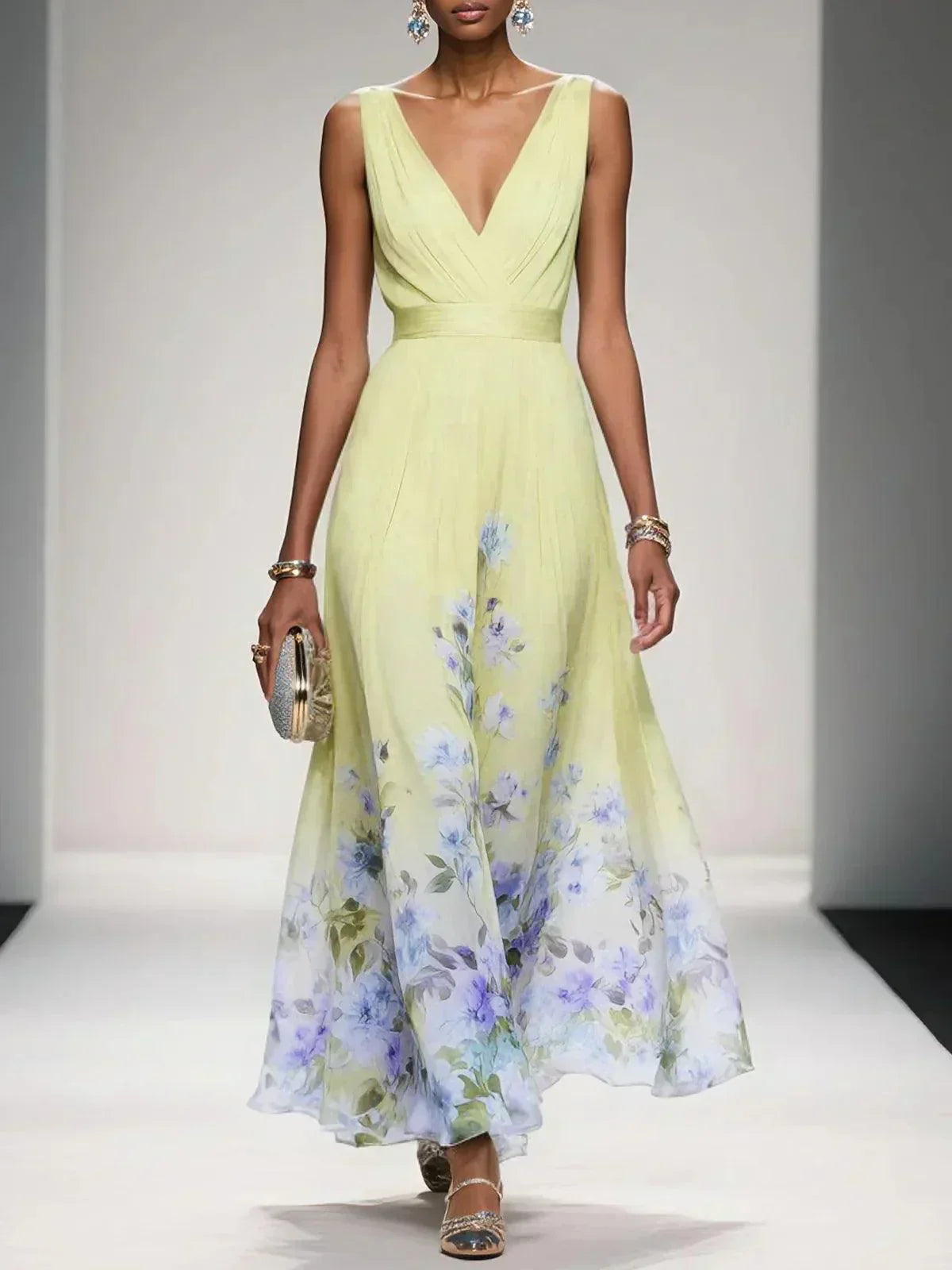 Lexi | Printed V Neck Wedding Guest Dress for Women