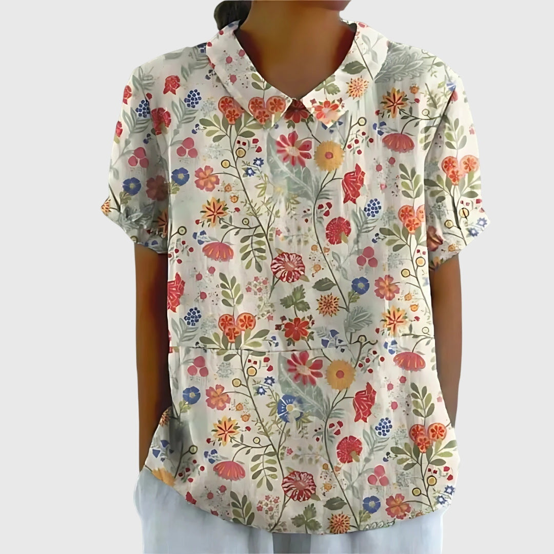 Jade | Floral Print Collared Blouse