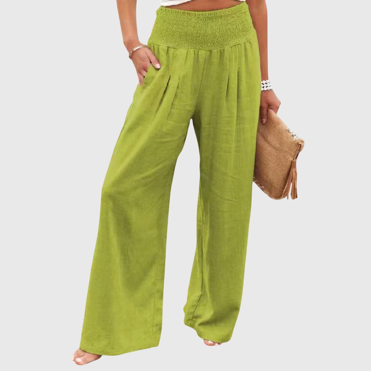 Natalie | Comfortable Smocked Waist Wide Leg Pants