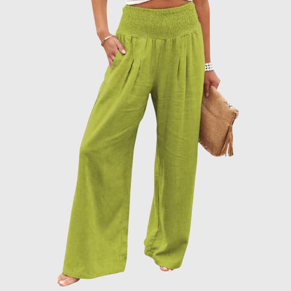 Natalie | Comfortable Smocked Waist Wide Leg Pants