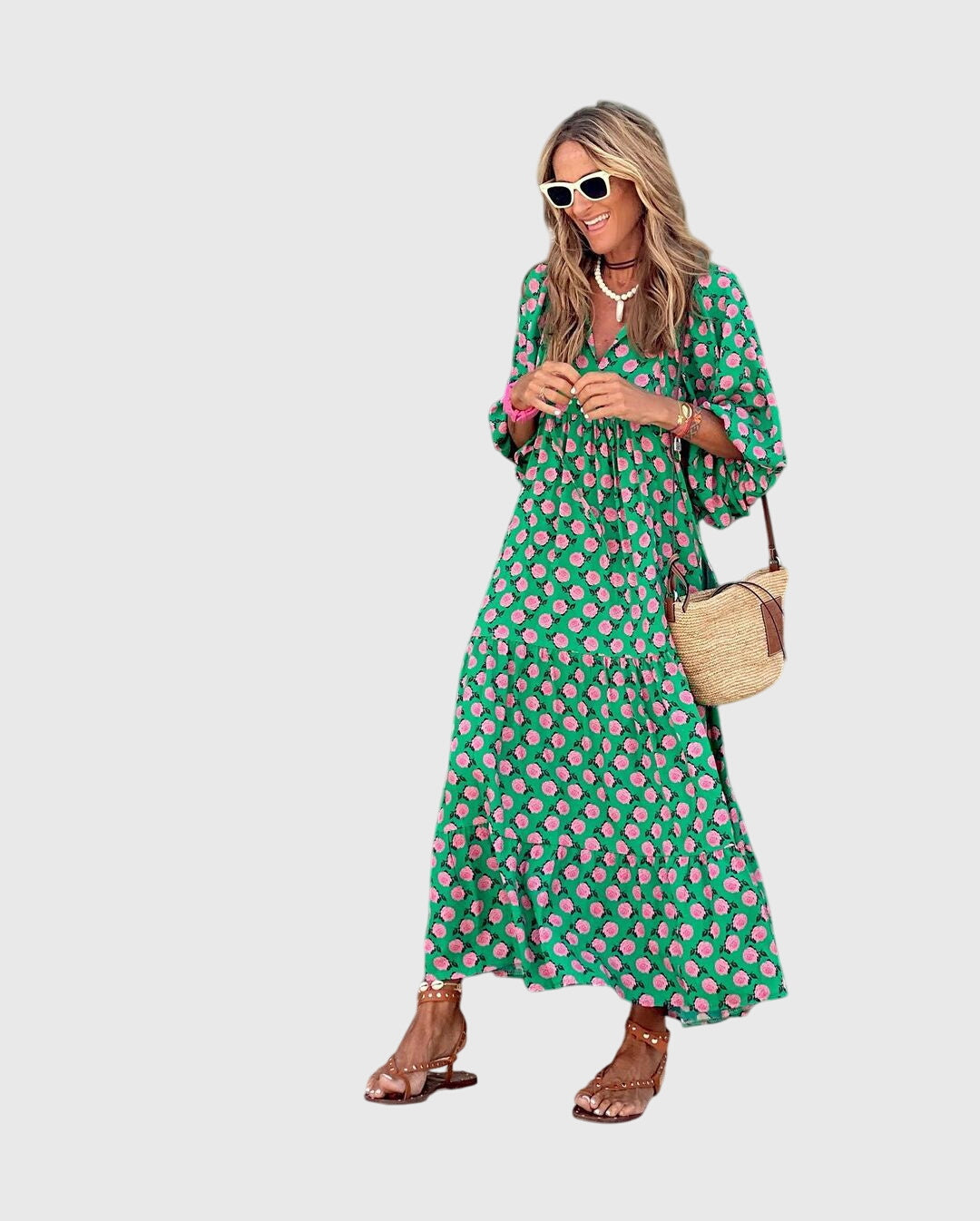 Leah | Printed  Boho Maxi Dress