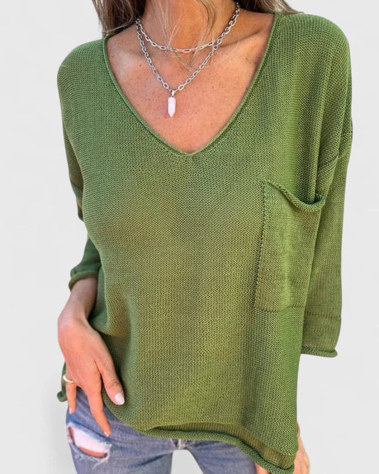 Addison | Comfortable V Neck Knit Top