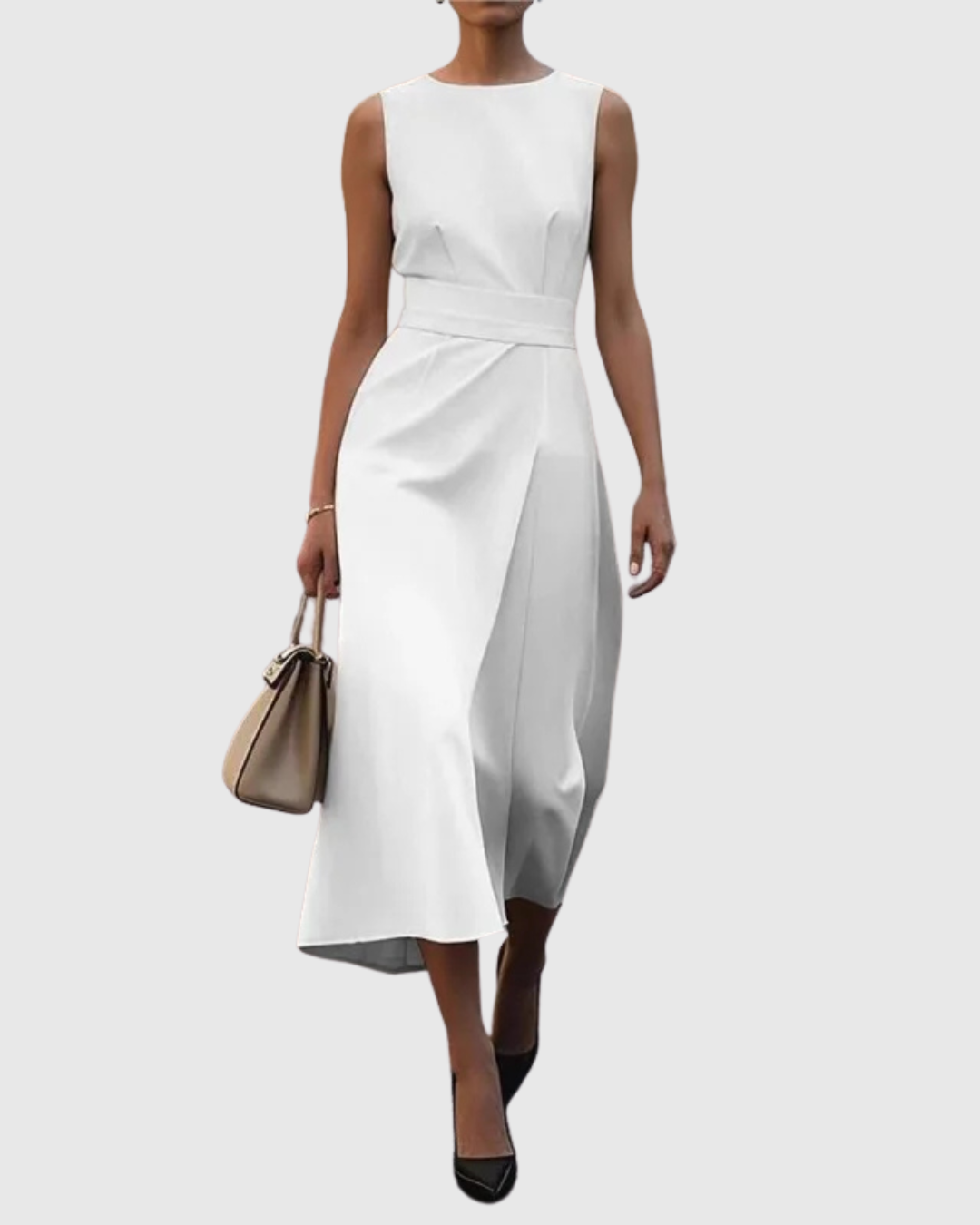 Sadie | Elegant Draped Sleeveless Midi Dress