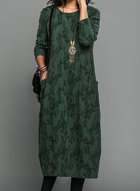 Donna | Long Sleeve Printed Midi Dress for Wedding Guest