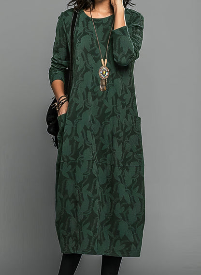 Donna | Long Sleeve Printed Midi Dress for Wedding Guest