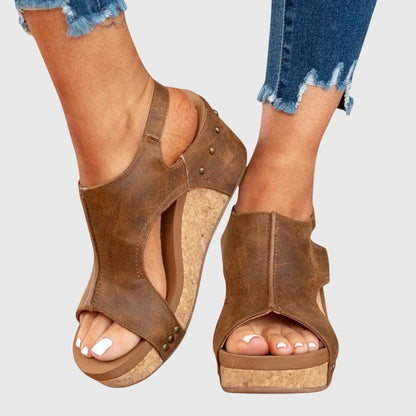 Riley | Orthopedic Cork Wedge Sandals