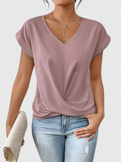 Nora | Elegant Cap Sleeve Top With V-Neck