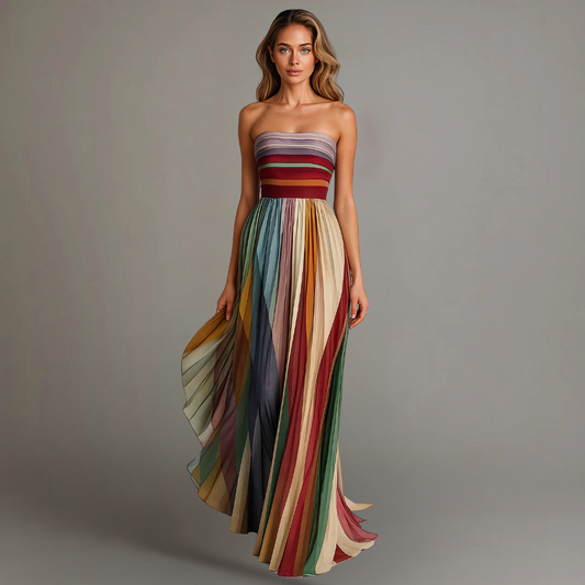 Emma | Strapless Pleated Maxi Dress