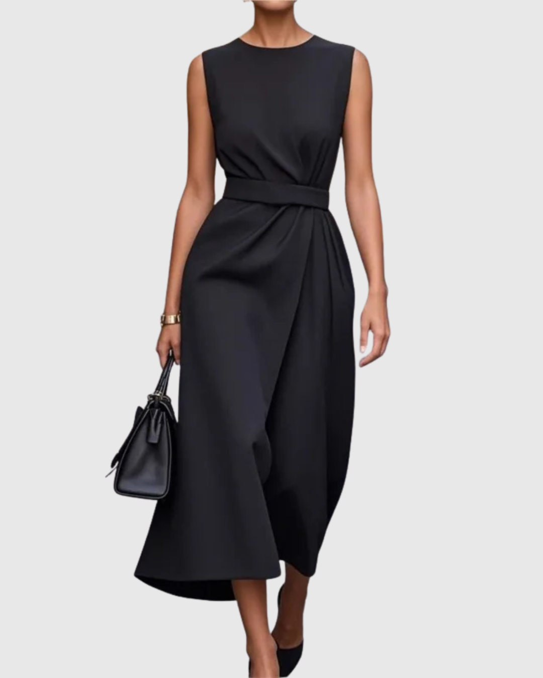 Sadie | Elegant Draped Sleeveless Midi Dress