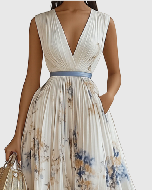 Rachel | Pleated Long Sleeve Maxi Dress