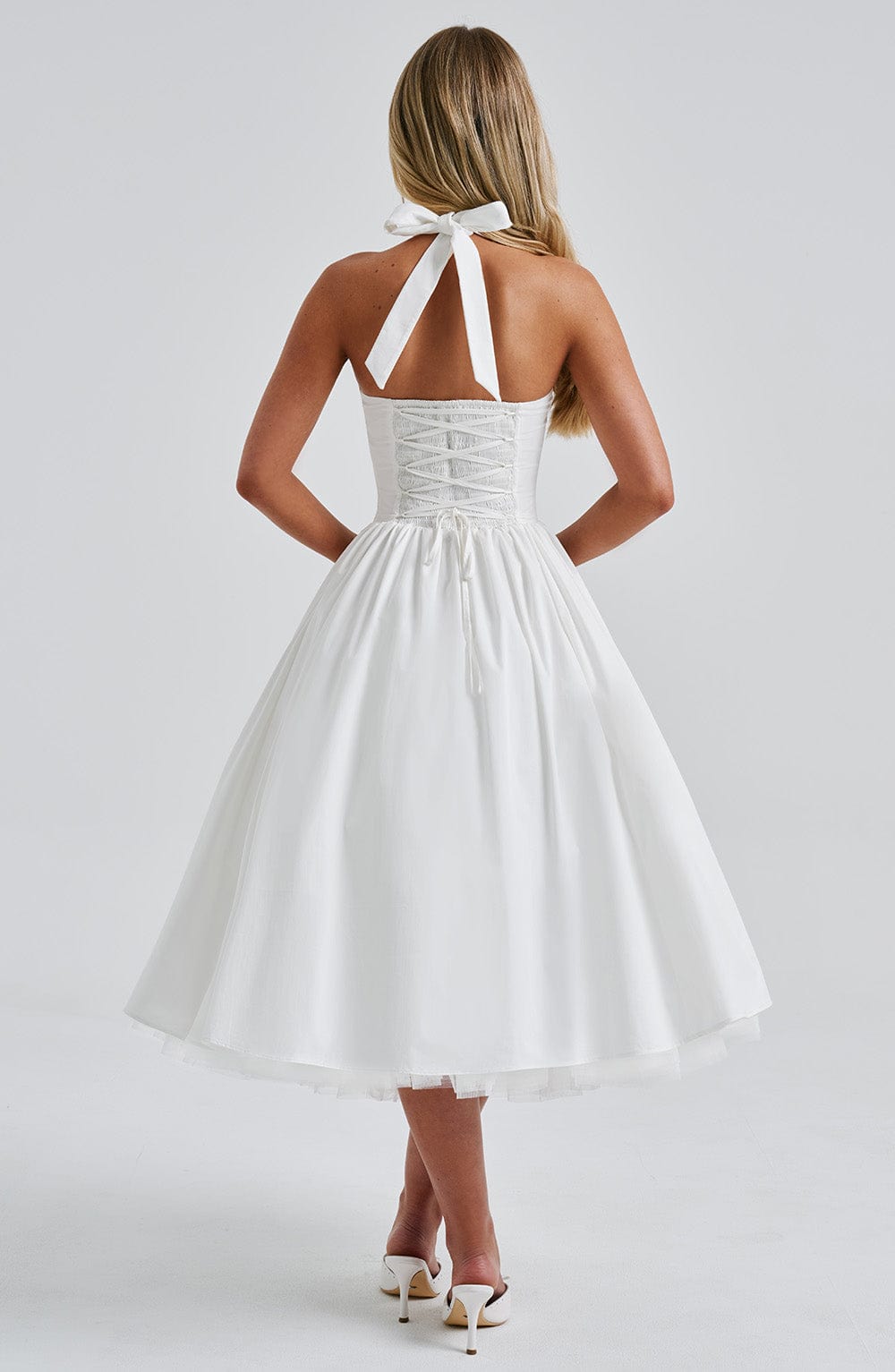 Tara | Halter Neck Midi Dress for Wedding Guest