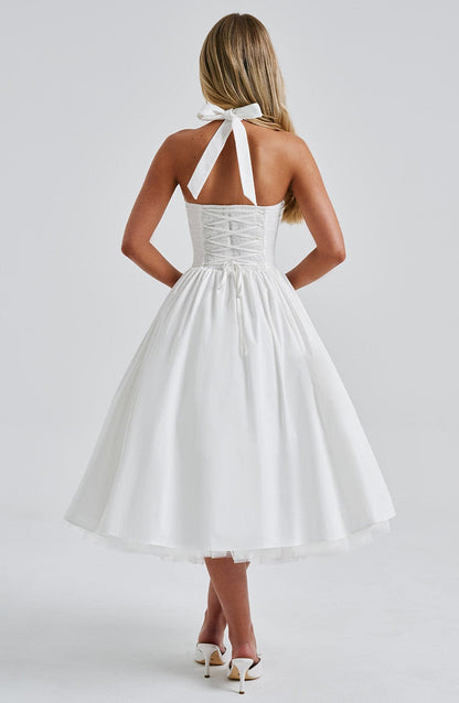 Tara | Halter Neck Midi Dress for Wedding Guest