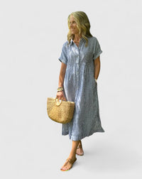 Stella | Striped Maxi Shirt Dress