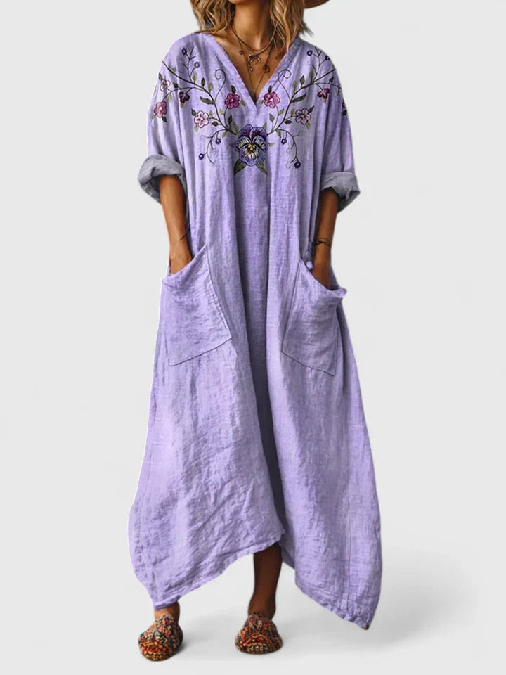 Amber | Vintage Print Oversized Boho Maxi Dress