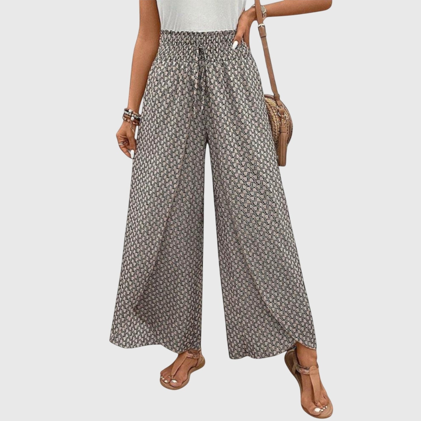 Stella | Smocked High Waist Printed Palazzo Pants