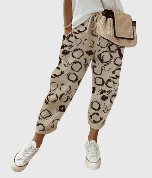 Zoe | Abstract Print Cuffed Crop Pants