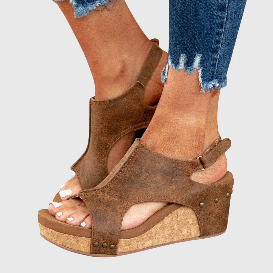 Riley | Orthopedic Cork Wedge Sandals