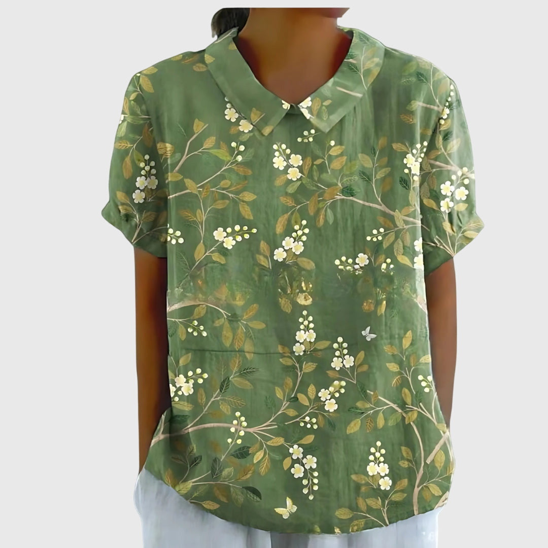 Jade | Floral Print Collared Blouse