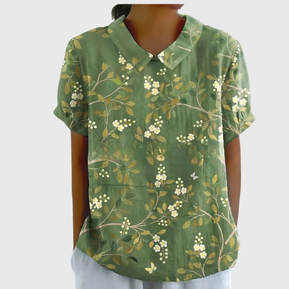 Jade | Floral Print Collared Blouse