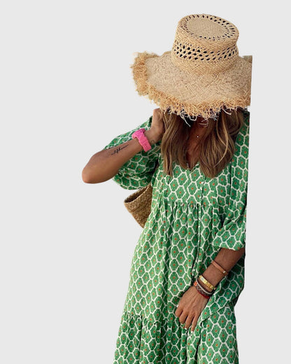 Leah | Printed  Boho Maxi Dress
