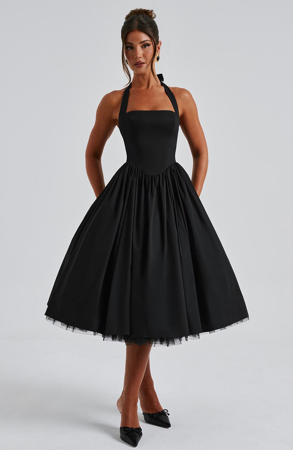 Tara | Halter Neck Midi Dress for Wedding Guest
